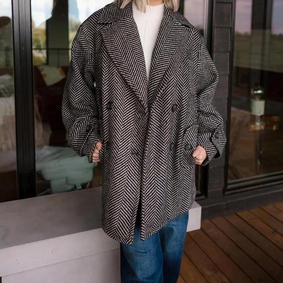 Free People Ari Wool Peacoat in Black